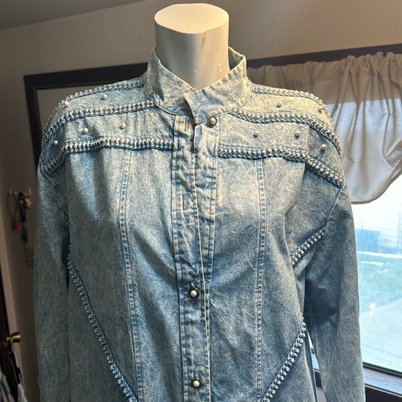 Unique Pearl and Long Denim Dress/Jacket/Duster |12| Sunny Sport - Picture 8 of 9